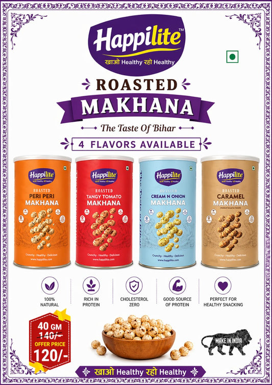 Happilite Roasted Makhana – Caramel Flavor (Pack of 3)