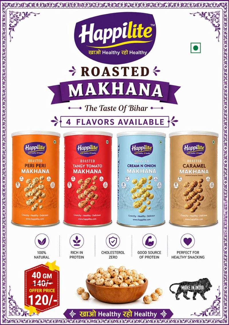 Happilite Roasted Makhana – Caramel Flavor (Pack of 3)