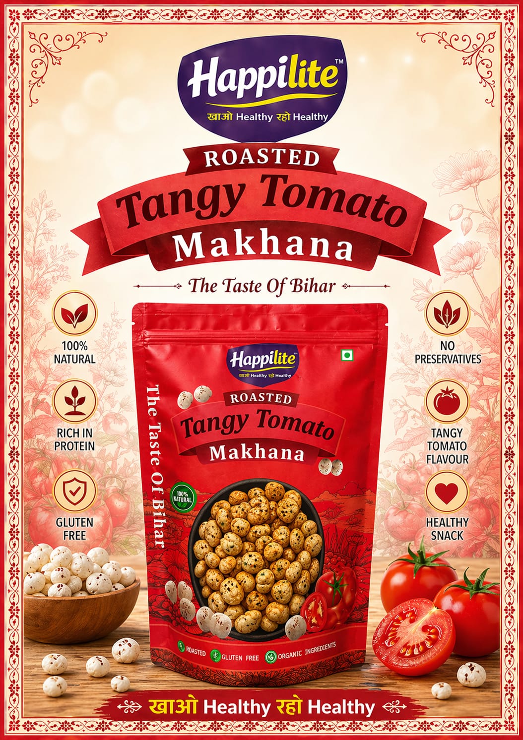Happilite Roasted Makhana – Burst Chocolate Flavor (Pack of 3)