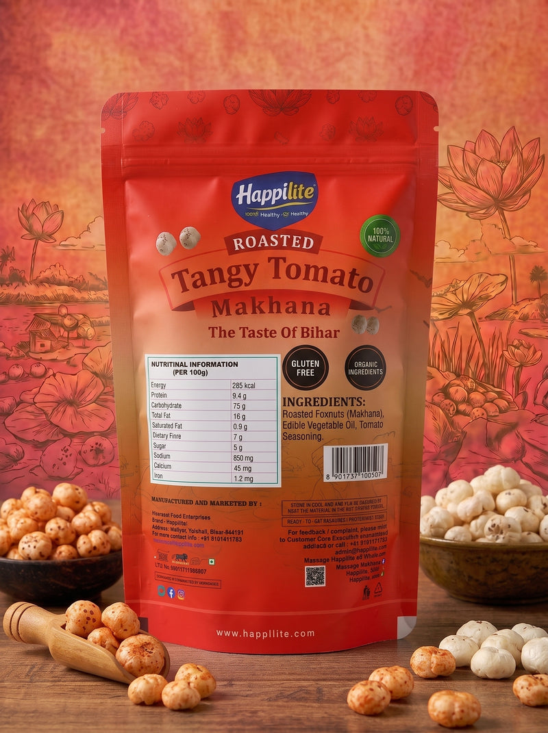 Happilite Roasted Makhana – Tangy Tomato Flavor