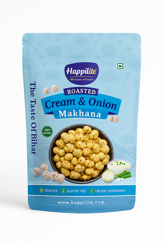 Happilite Roasted Makhana – Creamy Onion Flavor (Pack of 3)