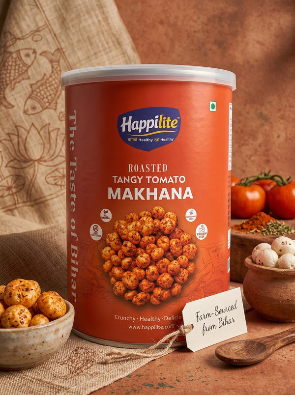 Happilite Makhana Tin – Tangy Tomato Flavor