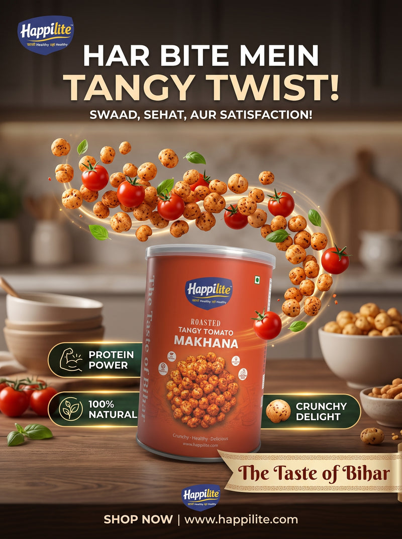Happilite Makhana Tin – Tangy Tomato Flavor